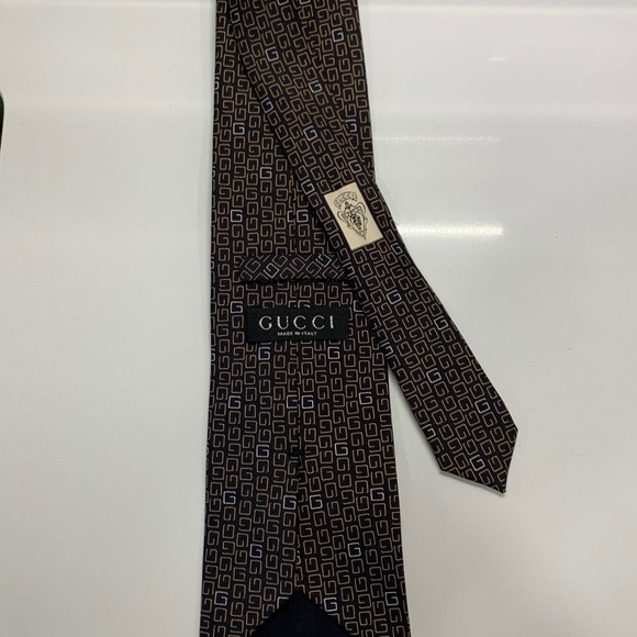 Gucci black and brown silk tie - Picture 2 of 2